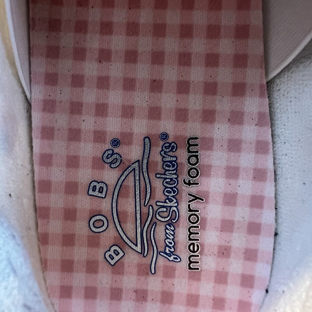 BOBS by Skechers White Strawberry Embroidered Distressed Canvas Sneakers 10 - Picture 5 of 9
